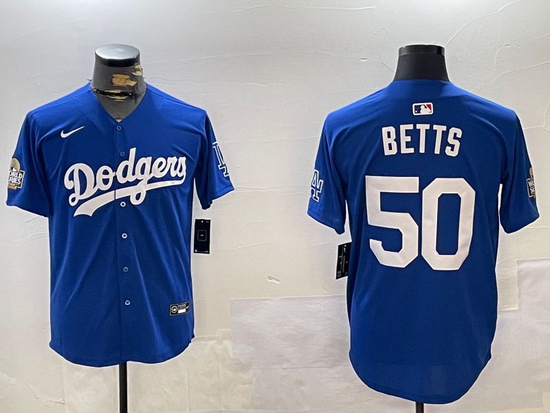 Men Los Angeles Dodgers #50 Betts Blue Game 2024 Nike MLB Jersey style 1216->los angeles dodgers->MLB Jersey